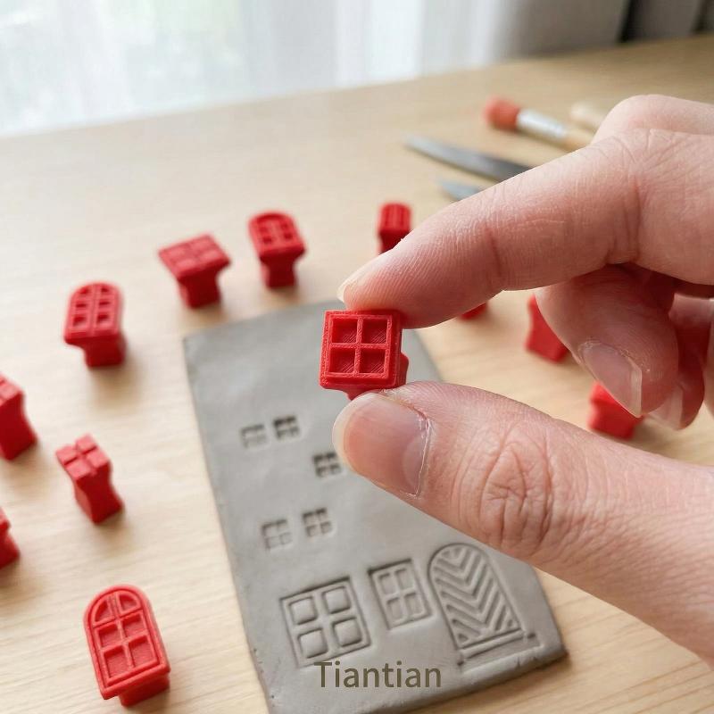 Wax Seal Stamp Kit - 25個入りプラスチック粘土スタンプ＆モールディングキット、窓模様付き、ポリマークレイ、ワックス、樹脂工芸に最適 - DIY陶器スタンプ