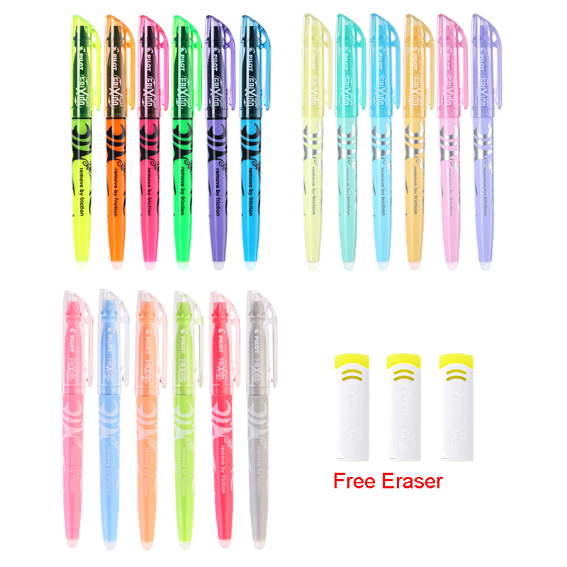 Pilot Pen Frixion - 6 10pcsパイロットSW-FLフリクション消去可能な蛍光ペンパステル色蛍光マーカーペン18色日本かわいい文房具