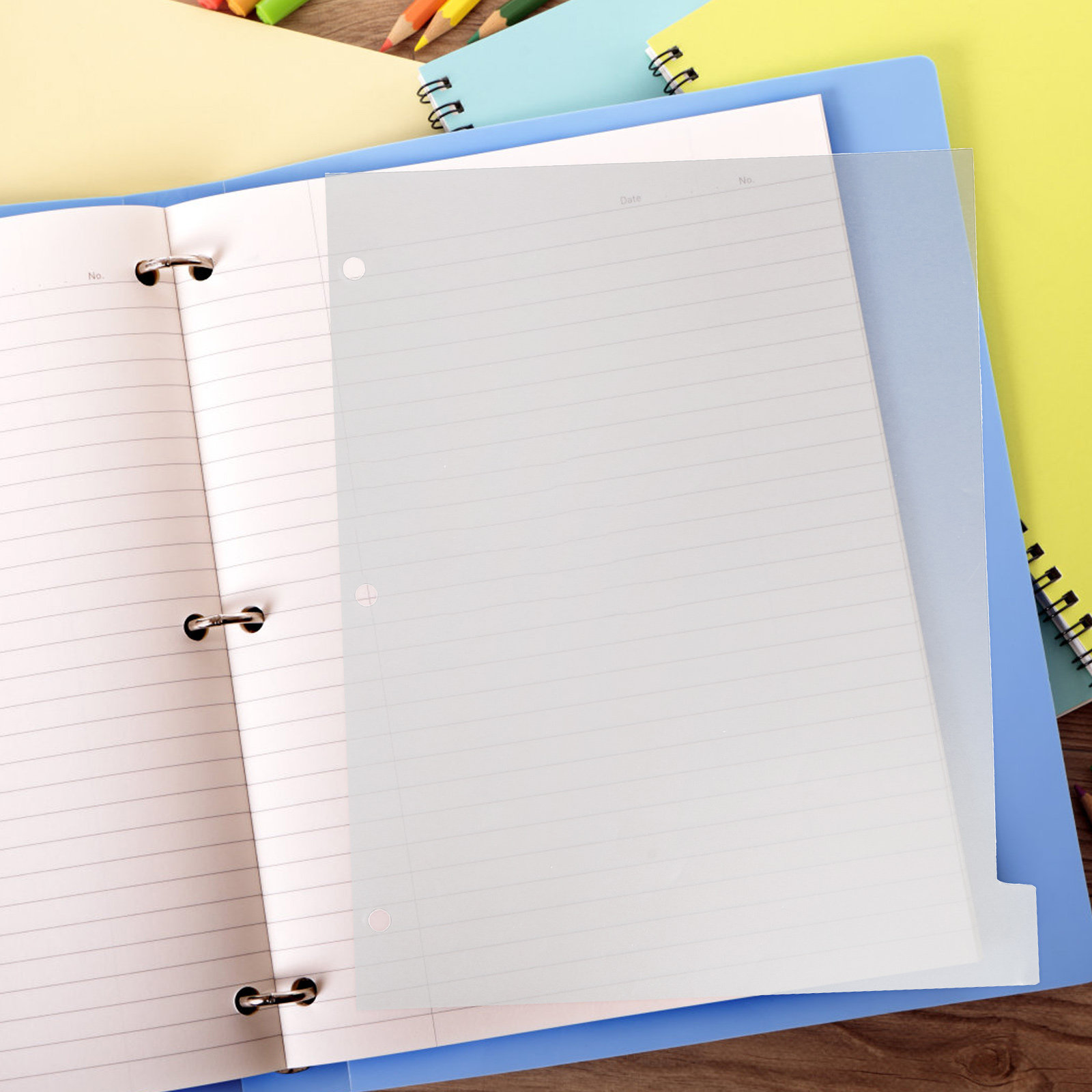 Index Tab Divider - 8枚入りインデックスディバイダー、丈夫なプラスチック製、取り外し可能なカラータブ付きバインダーシート、迅速な書類整理用インデックスディバイダー