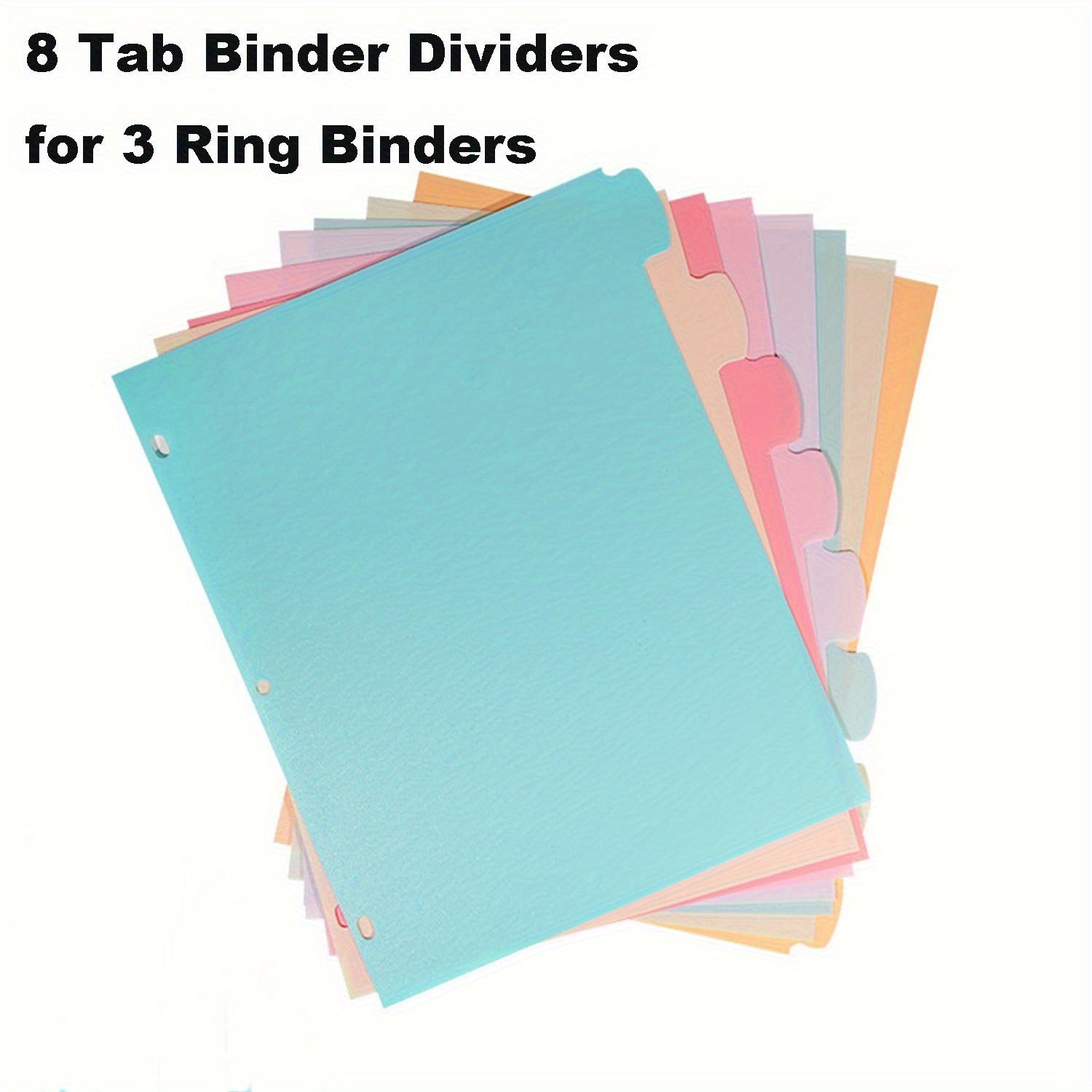 Index Tab Divider - 3リングバインダー用8タブバインダーディバイダー、紙製マルチカラーディバイダー、3穴パンチページディバイダー、丈夫なバインダーインデックスディバイダー
