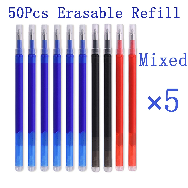 Pilot Pen Frixion - 学校用の詰め替え可能なインクペン,学校用の魔法の消去可能な鉛筆,青,黒,赤,50ピース/セットmm,0.7