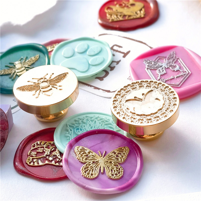 ワックスシールスタンプヘッド 蝶 動物 鳥 猫 ウサギ 蜂  - Wax Seal Stamp Kit のレビューと価格