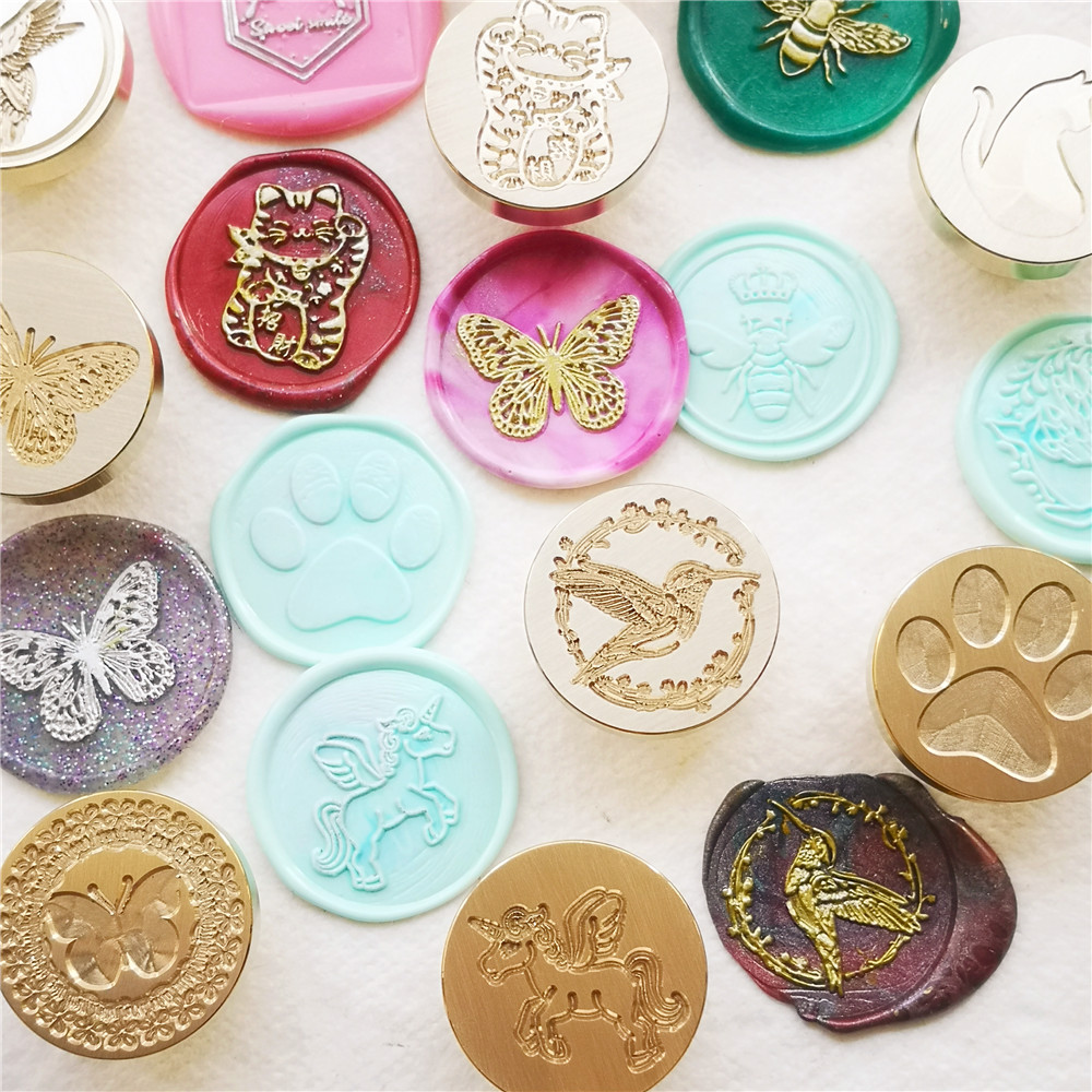 ワックスシールスタンプヘッド 蝶 動物 鳥 猫 ウサギ 蜂  - Wax Seal Stamp Kit のレビューと価格