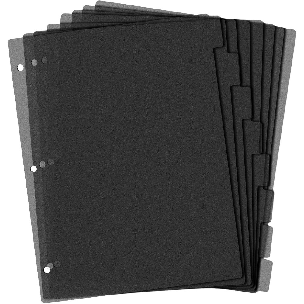 8枚入り黒色プラスチックバインダーディバイダー A4 3穴  - Index Tab Divider のレビューと価格