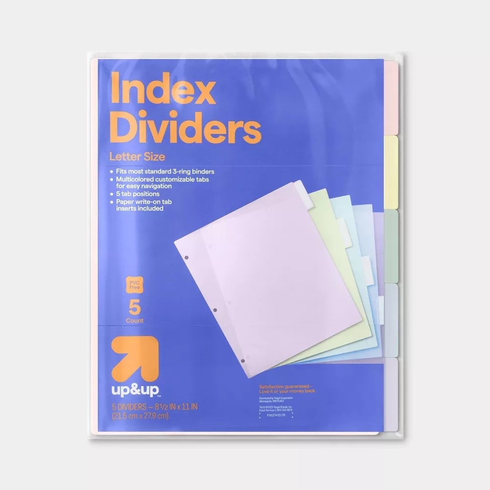 2026年新発売 5枚組 マルチカラーインデックスディバイダ - Index Tab Divider のレビューと価格