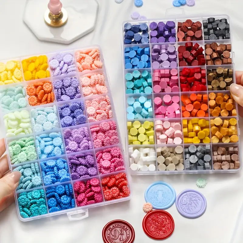 600個ボックスシーリングワックスビーズ、24グリッド八角形 - Wax Seal Stamp Kit のレビューと価格