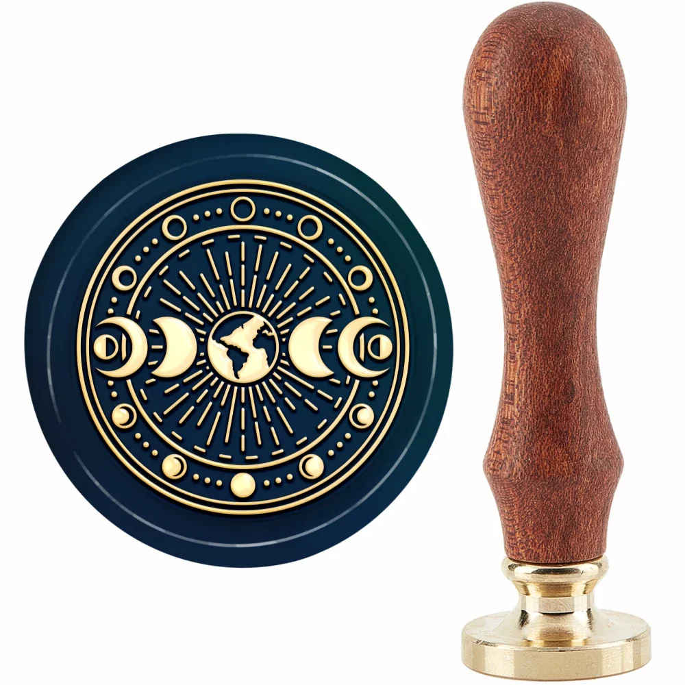 ムーンフェイズワックス印鑑と真鍮ヘッド、地球シールスタンプ、 - Wax Seal Stamp Kit のレビューと価格