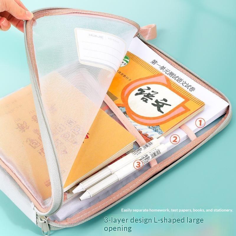 A4文具収納バッグ 二層メッシュジッパーバッグ 大容量オーガ - Office Stationery And Supply のレビューと価格